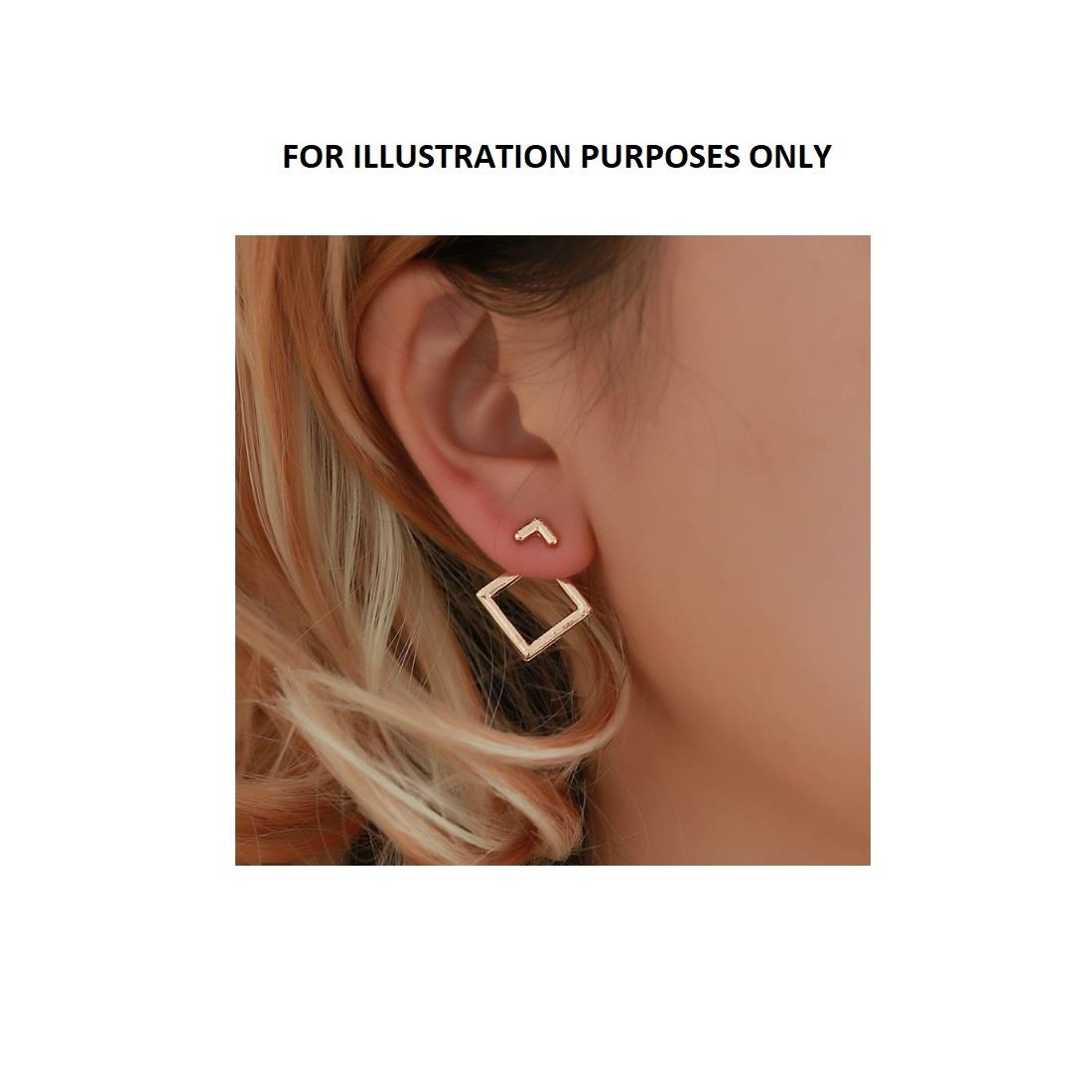 Charles William Unique Behind Ear Silver Square Shape Earring Fashion Jewellery Girls Teens Ear Ring