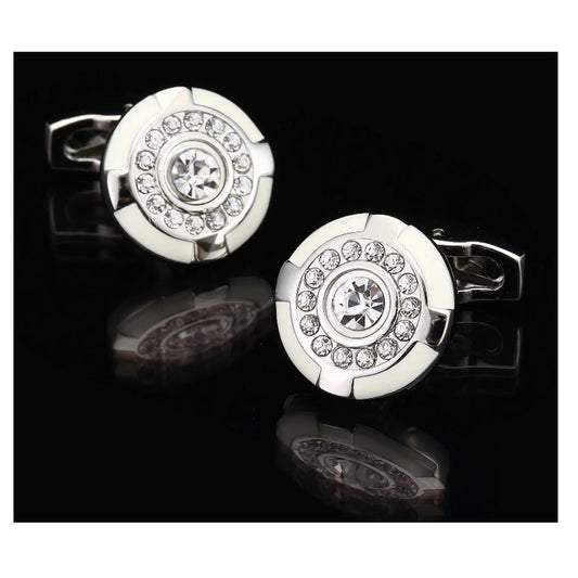 Charles William Silver Cufflinks Stunning White Design Luxury UK Stock