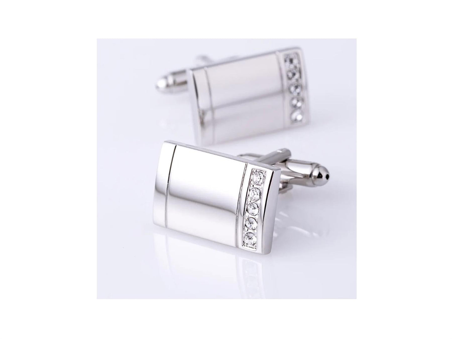 Charles William Luxury Silver Cufflinks Five Row Stone Elements