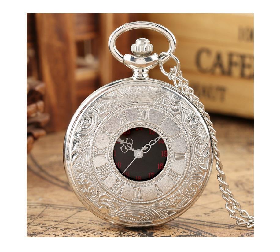 Silver Working Watch Movement Steampunk Cufflinks with Pocket Watch Gift Set