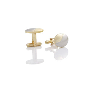 Luxury Oval Cufflinks Gold and Silver Twirl