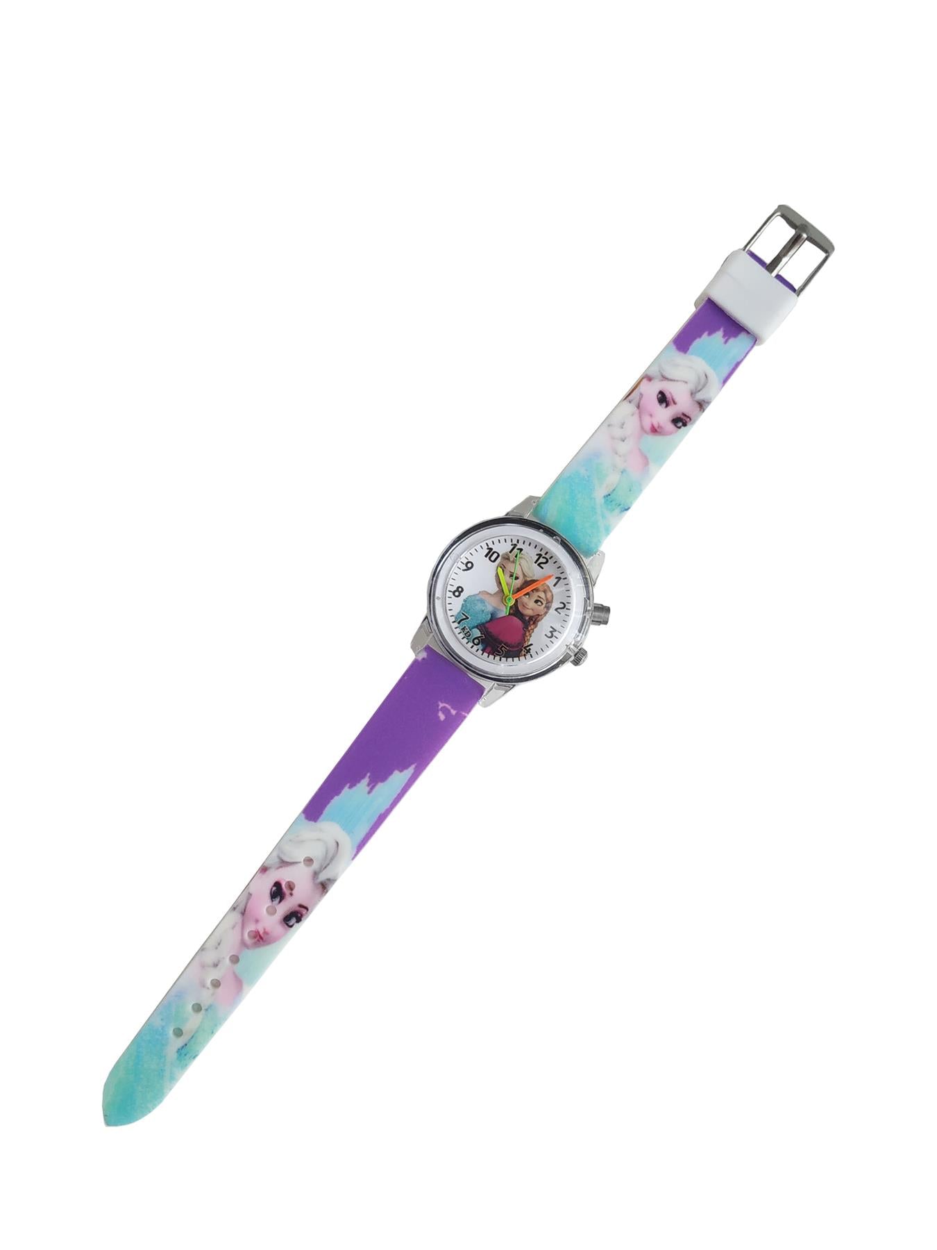 Cute Purple Princess Queen Watch FLASHING LIGHTS Numbers Child Watches Easy Time