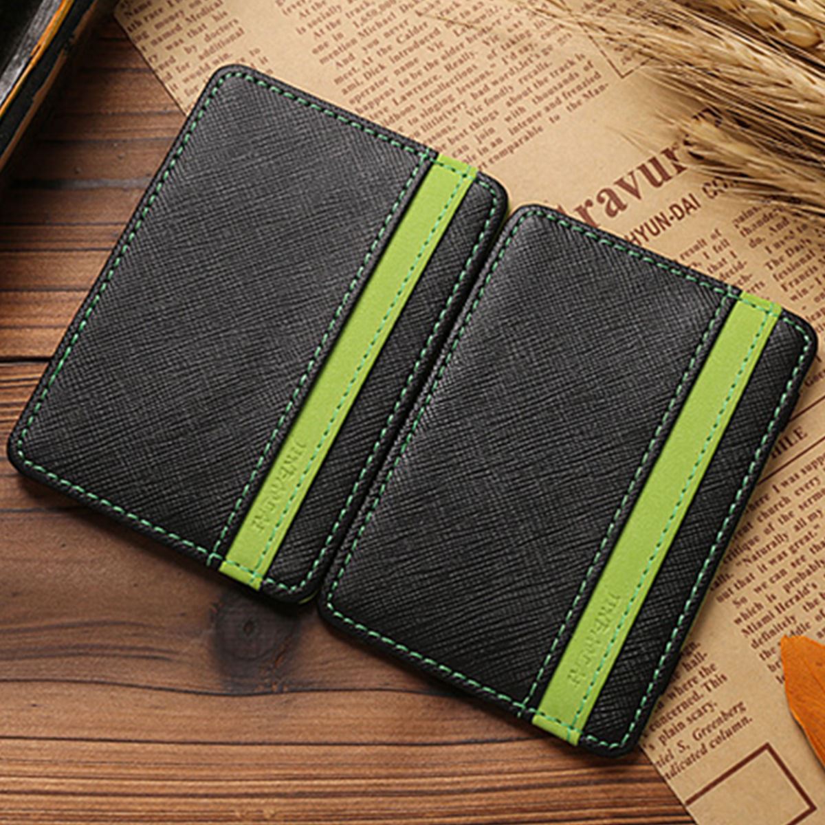 Charles William Men's Gift Magic Credit ID Card Elastic Money Clip Slim Cash Wallet Green