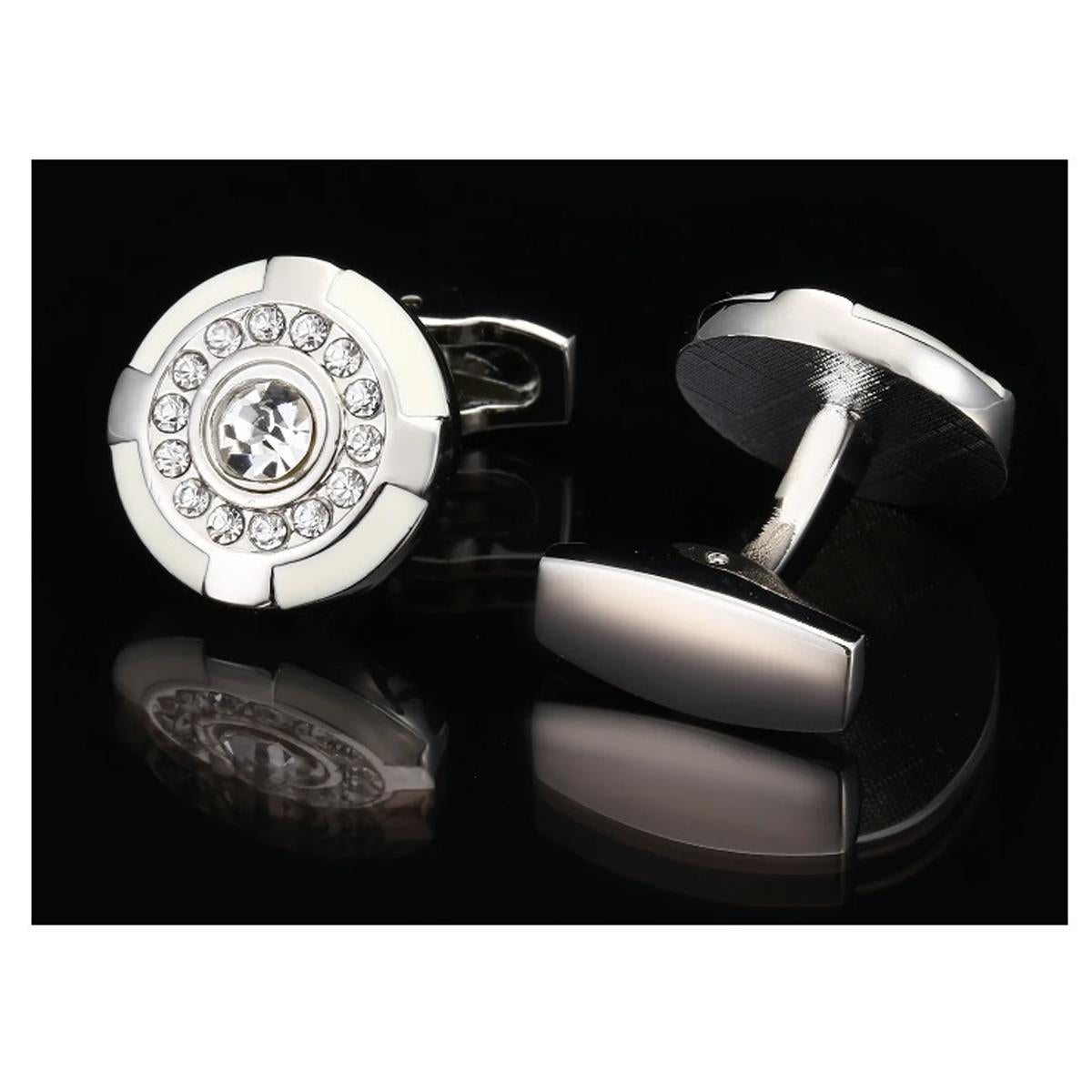 Charles William Silver Cufflinks Stunning White Design Luxury UK Stock