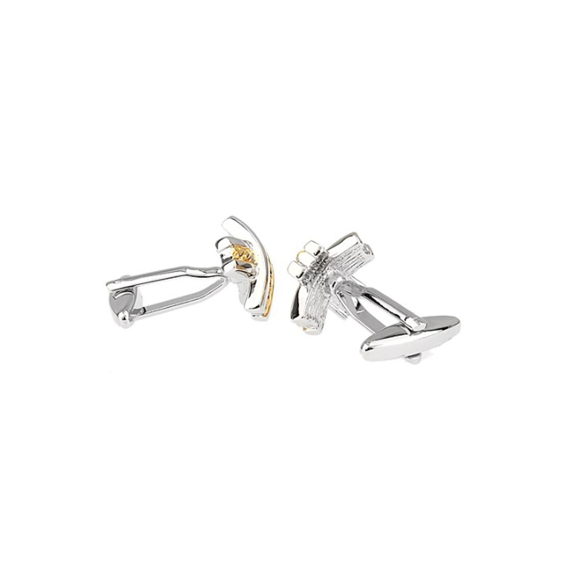 Gold and Silver Criss Cross Cufflinks