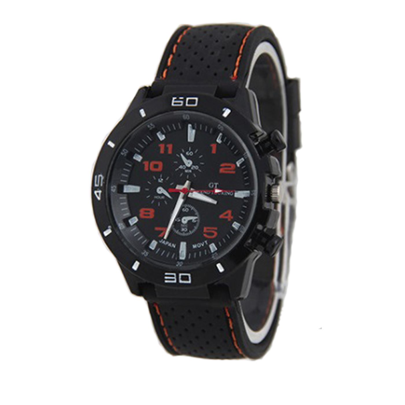 Stainless Steel Analogue GT F1 Watch Black and Orange Comfortable Strap