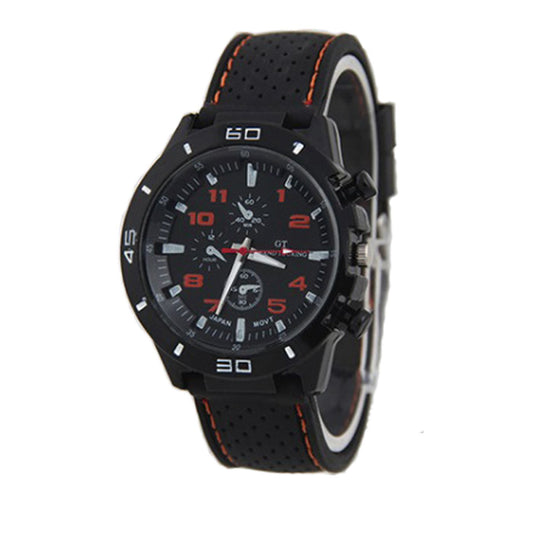 Stainless Steel Analogue GT F1 Watch Black and Orange Comfortable Strap