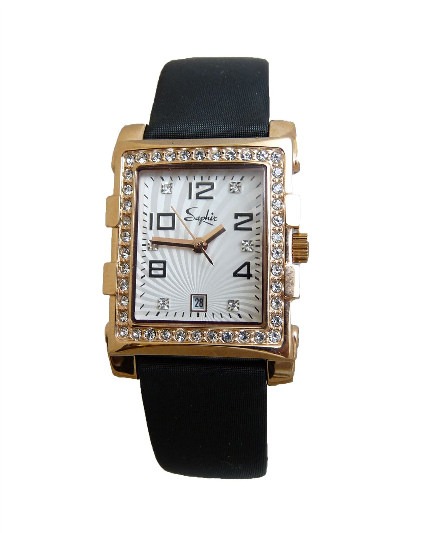 Saphir Ladies Dress Gold Watch Rectangular Date Stones RRP £190 SALE