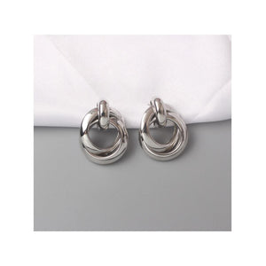 Charles William Premium Earring Silver Double Circle Round Jewellery Ear Ring