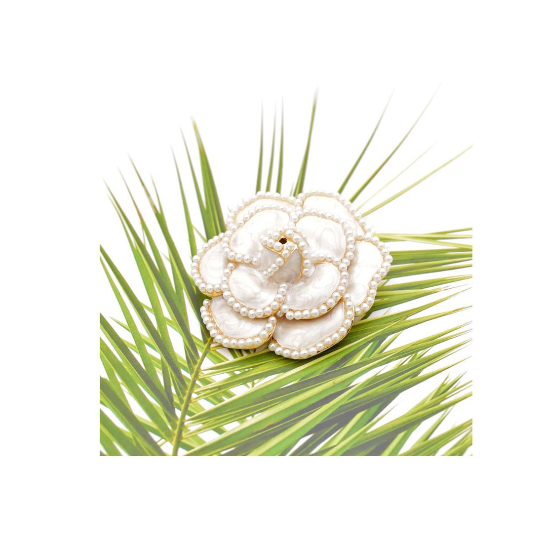 Charles William Gold White Brooch Fashion Costume Jewellery Dress Flower Brooches Ladies Womans Pearl