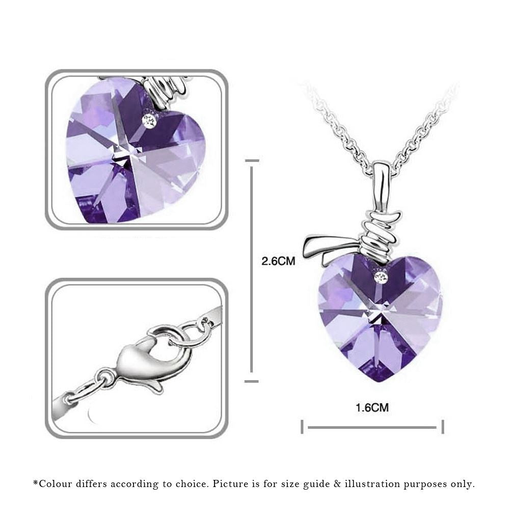 Charles William Love Heart Pendant Necklace Light Purple Jewellery