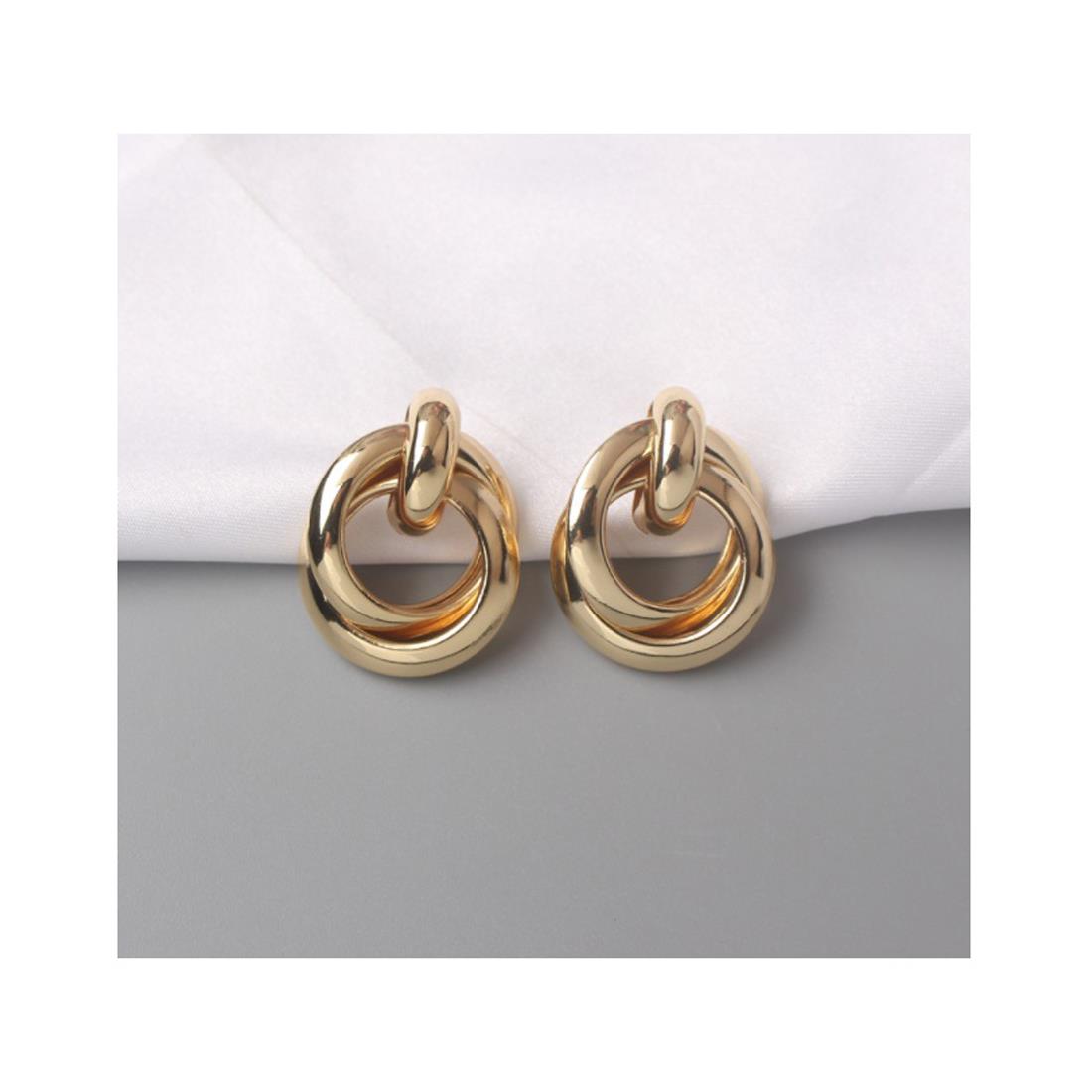 Charles William Premium Earring Silver Double Circle Round Jewellery Ear Ring