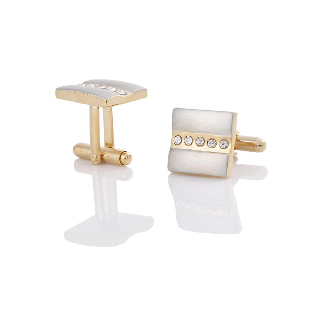 Silver and Gold Cufflinks with Five Stone Elements