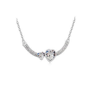 Double Heart Love Pendant Necklace with Stones