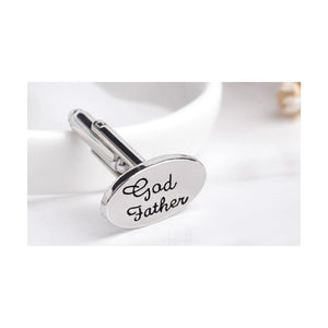 Charles William Silver God Father Present Cuffflinks Wedding Bride Groom Oval Cufflink Tuxedo Suit Shirt