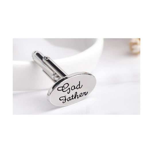 Charles William Silver God Father Present Cuffflinks Wedding Bride Groom Oval Cufflink Tuxedo Suit Shirt