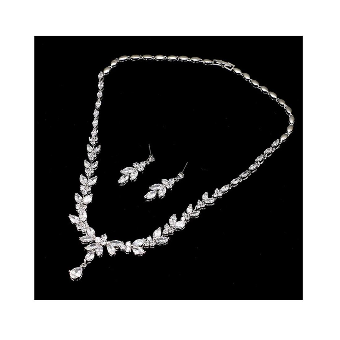 Premium Jewellery Set Necklace Earrings Quality Diamond Look CZ Stone