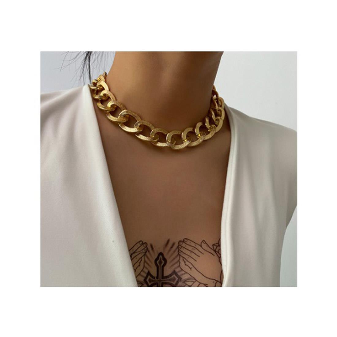 Charles William Premium Gold Choker Necklace Neck Jewellery ONE Size Smooth Round