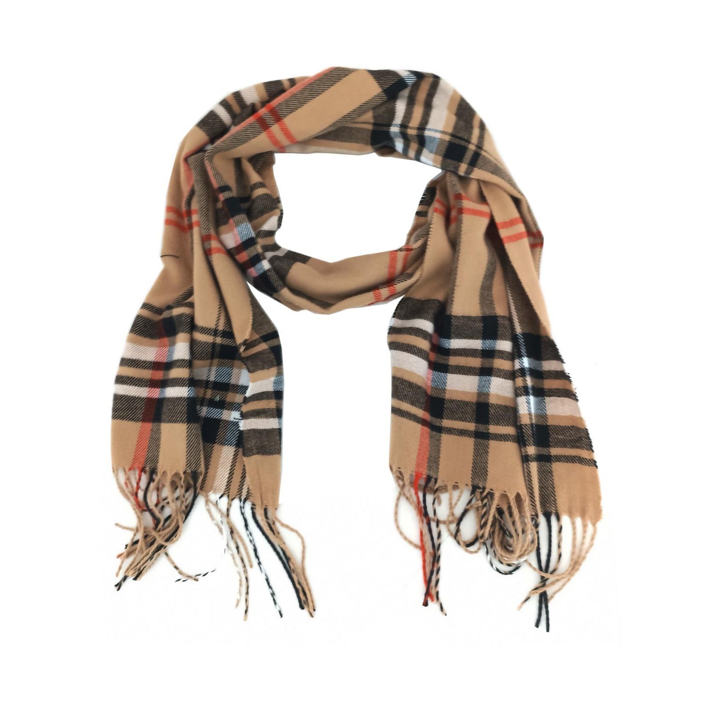 Soft Scarf Beige Striped Criss Cross Warm Gentle and Luxurious Shawl UK Stock