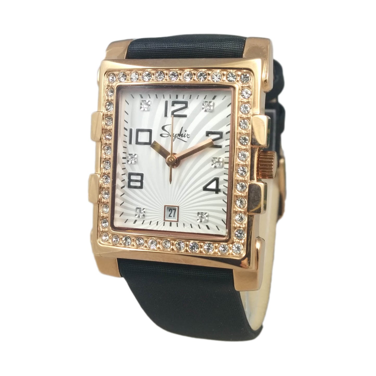 Saphir Ladies Dress Gold Watch Rectangular Date Stones RRP £190 SALE