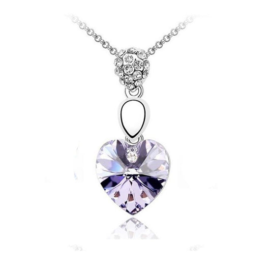 Charles William Womens Violet Gemstone Chain Crystal Heart Necklace Pendant Jewellery Gift