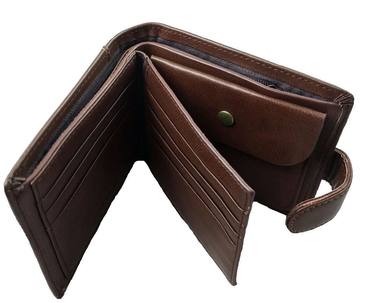 GENUINE Leather Wallet Mens Brown Money Purse ID Holder Perfect Gift Present