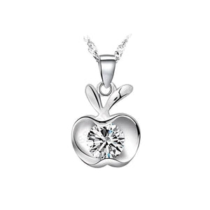Charles William Elegant Curved Silver Pendant Necklace with Stone