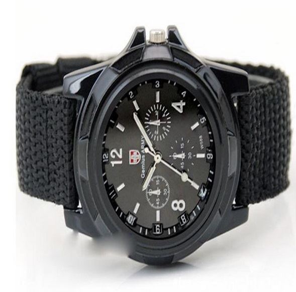 Quartz Analogue Watch Comfortable Black Material Strap