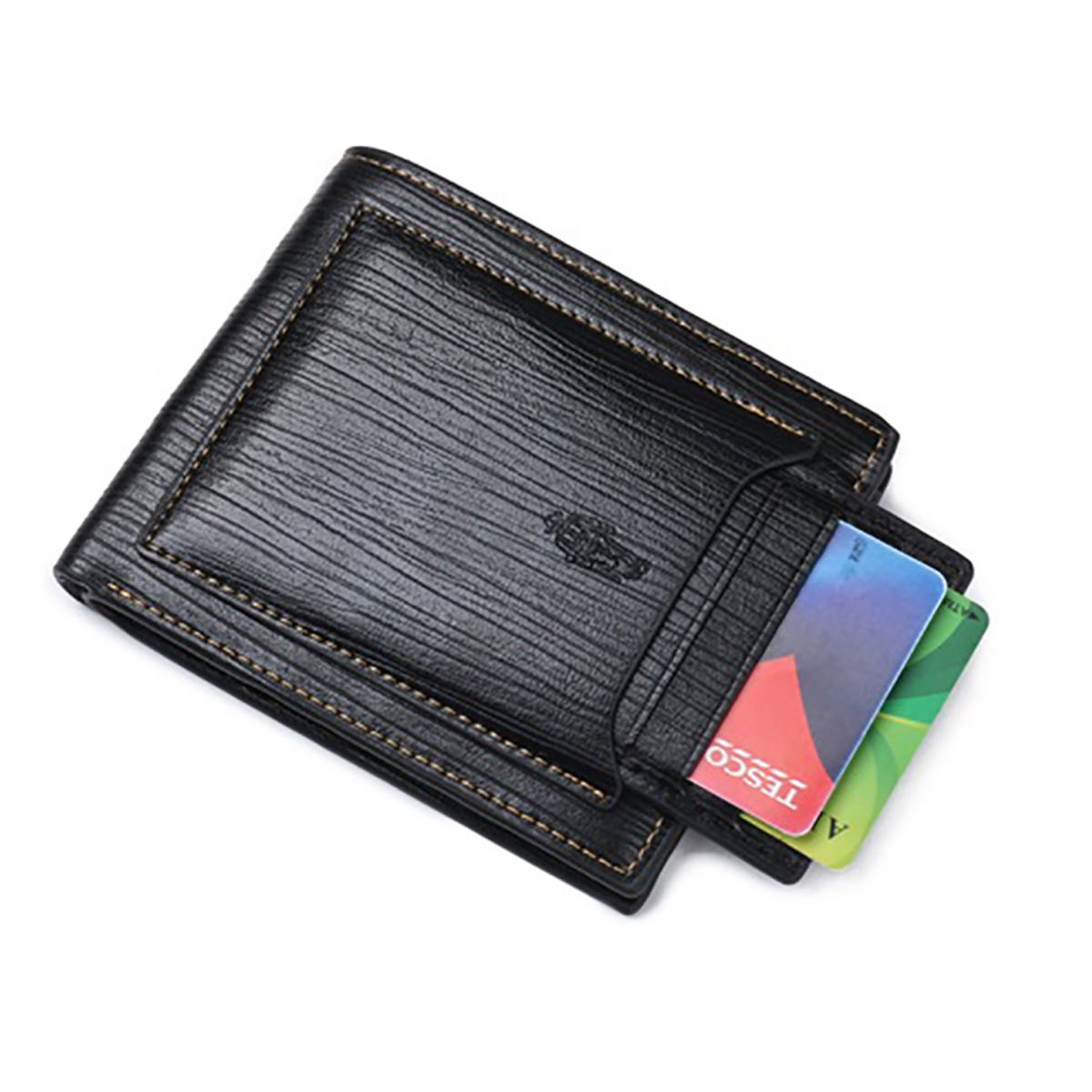 GENUINE Leather Wallet Mens Black With Card Holder ID SIM Gift Present