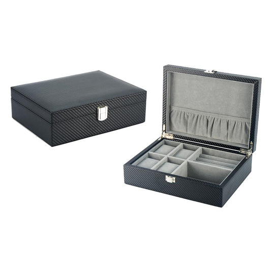 Charles William Premium Leather Cufflink Watch Box Jewellery Storage Safe Clasp Close Pouch Watches And Jewellery