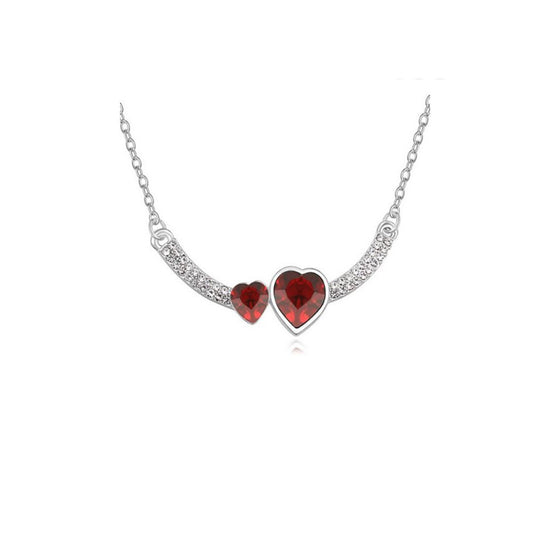 Women's Double Heart Love Red Crystal Pendant Necklace from Charles William