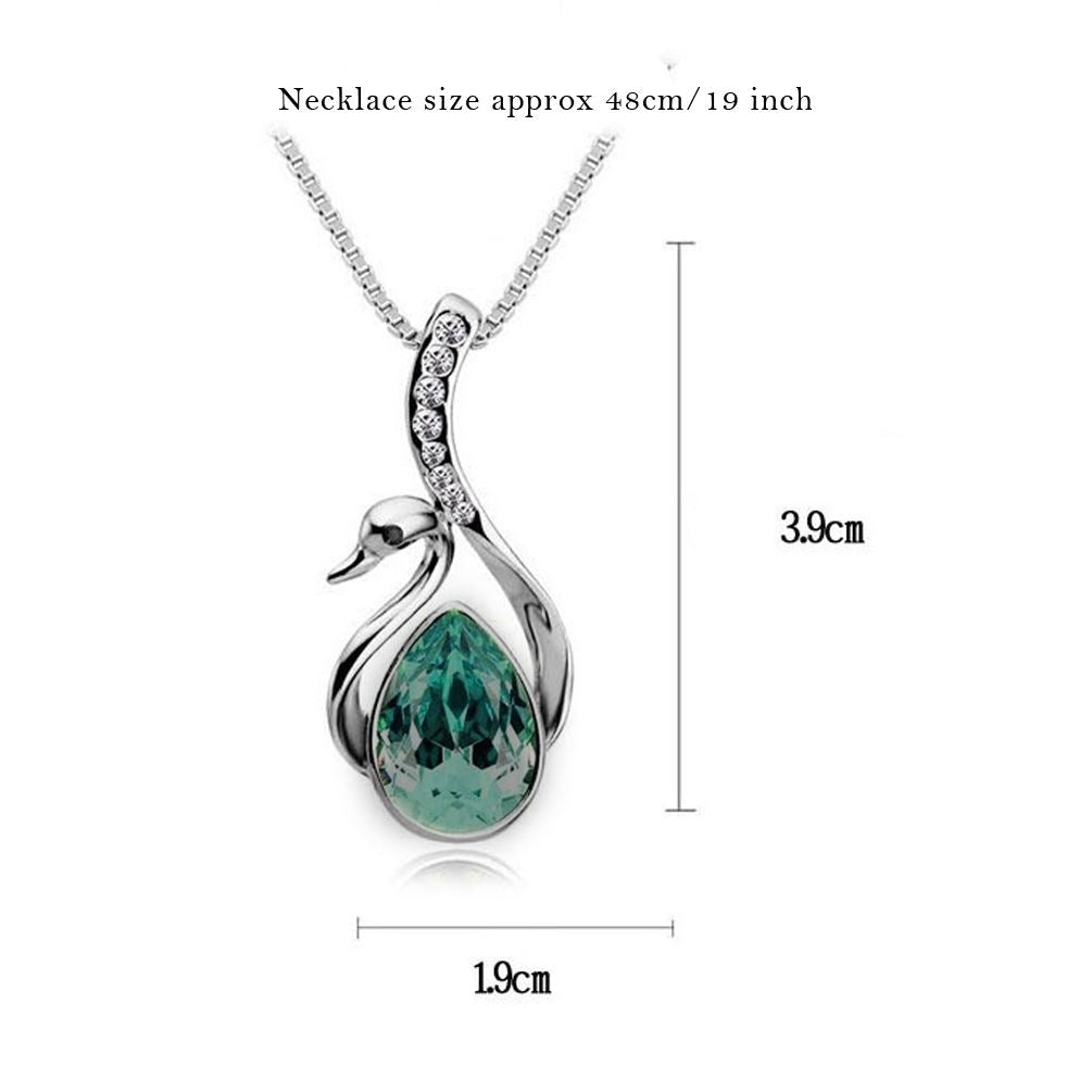 Dark Green Stone Swan Necklace Womens Jewellery from Charles William