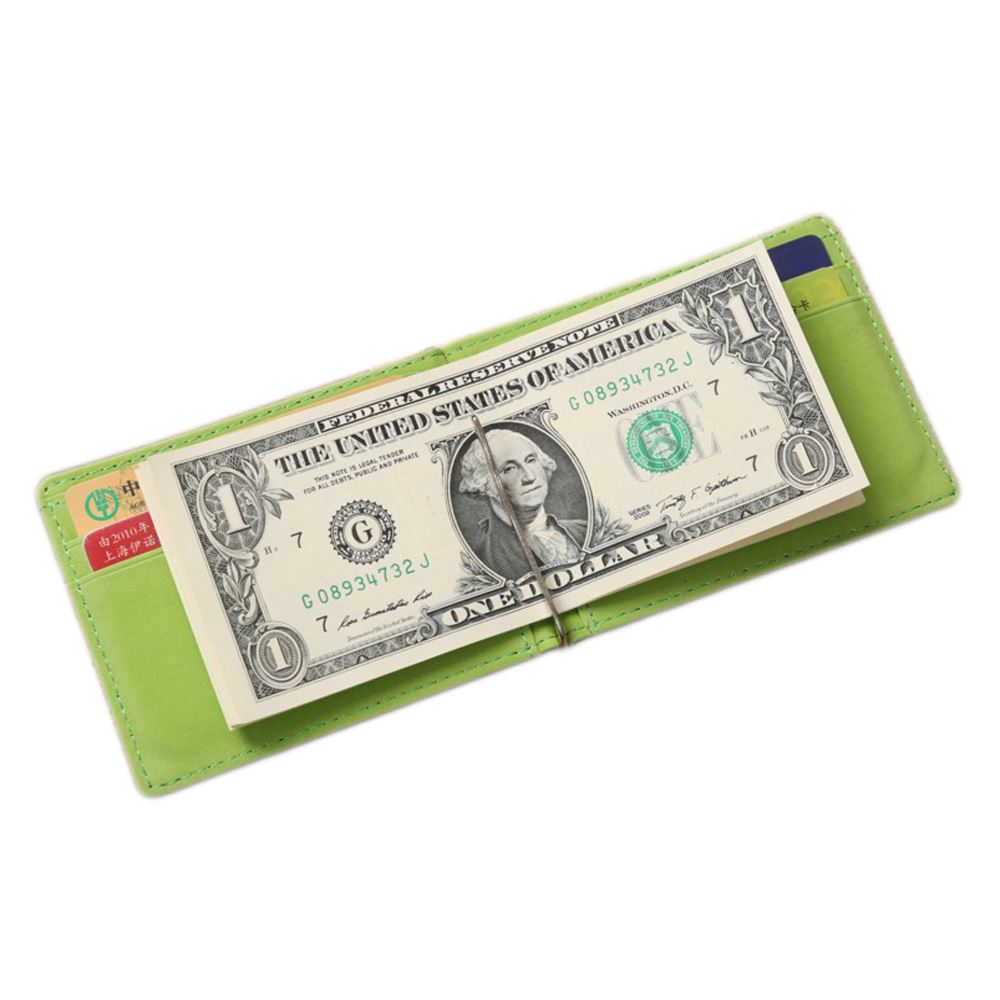 Green PU Leather Money Clip with 4 Compartments UK Stock