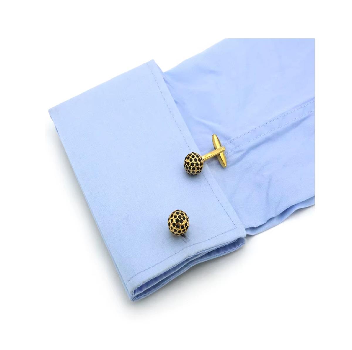 Charles William Round Premium Gold Black Cufflinks Smart Fashion Design