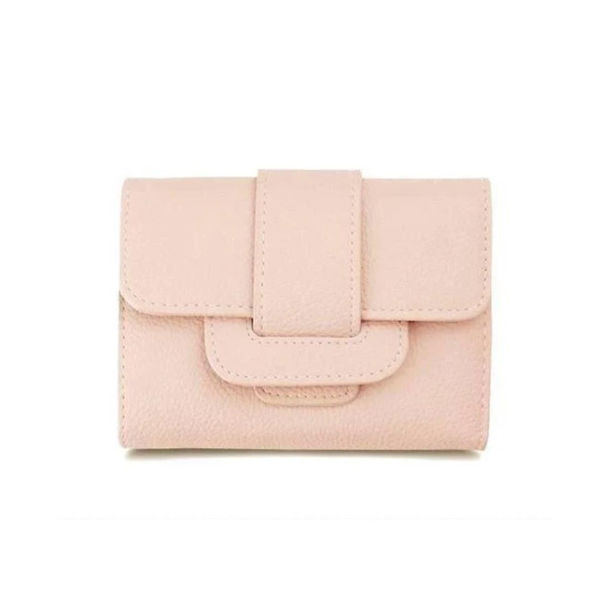 Pink Leather Purse Ladies Designer TriFold Design with Zipped Coin Pouch