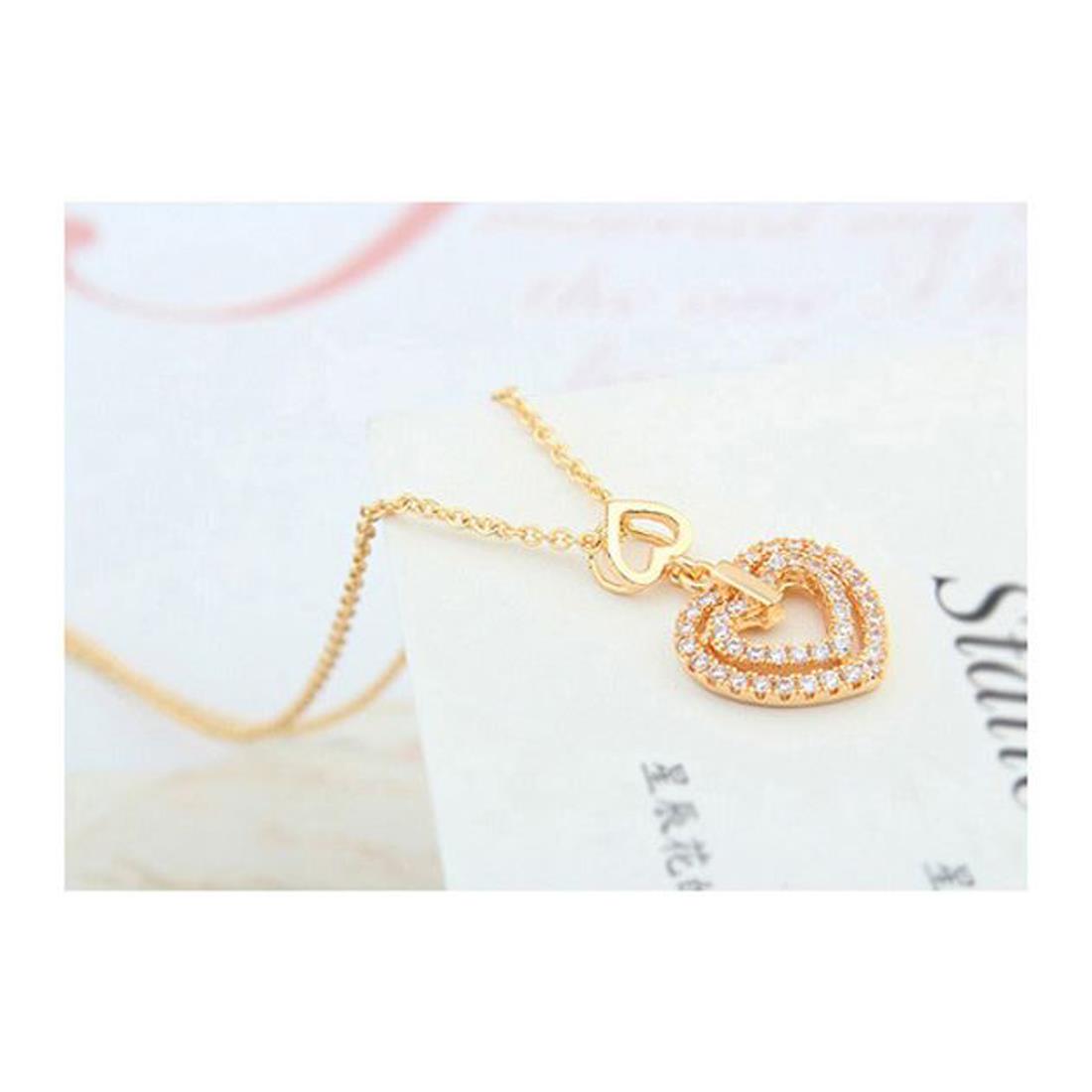 Charles William  Double Heart Pendant Necklace Gold Unique Ladies Jewellery Gift