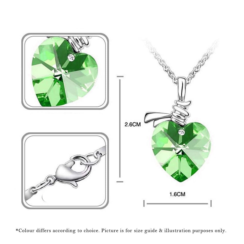 Charles William Love Heart Pendant Ribbon Necklace Green Jewellery Gift