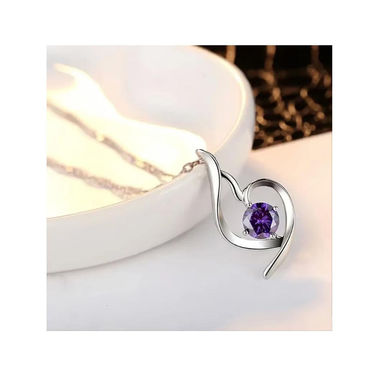 Silver Necklace Swish Design Charles William Purple Ladies Jewellery