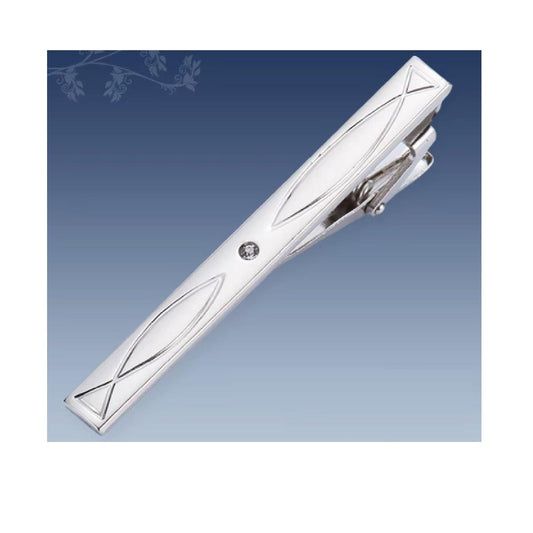 Silver Tie Clip Men's 6cm Tie Bar Necktie Formal Mens Gift Free Velvet Pouch