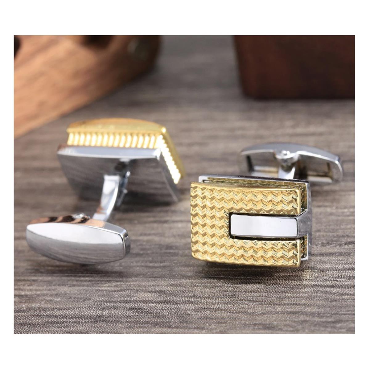 Charles William Silver Gold Cufflinks Stunning Design Rectangular Luxury Style