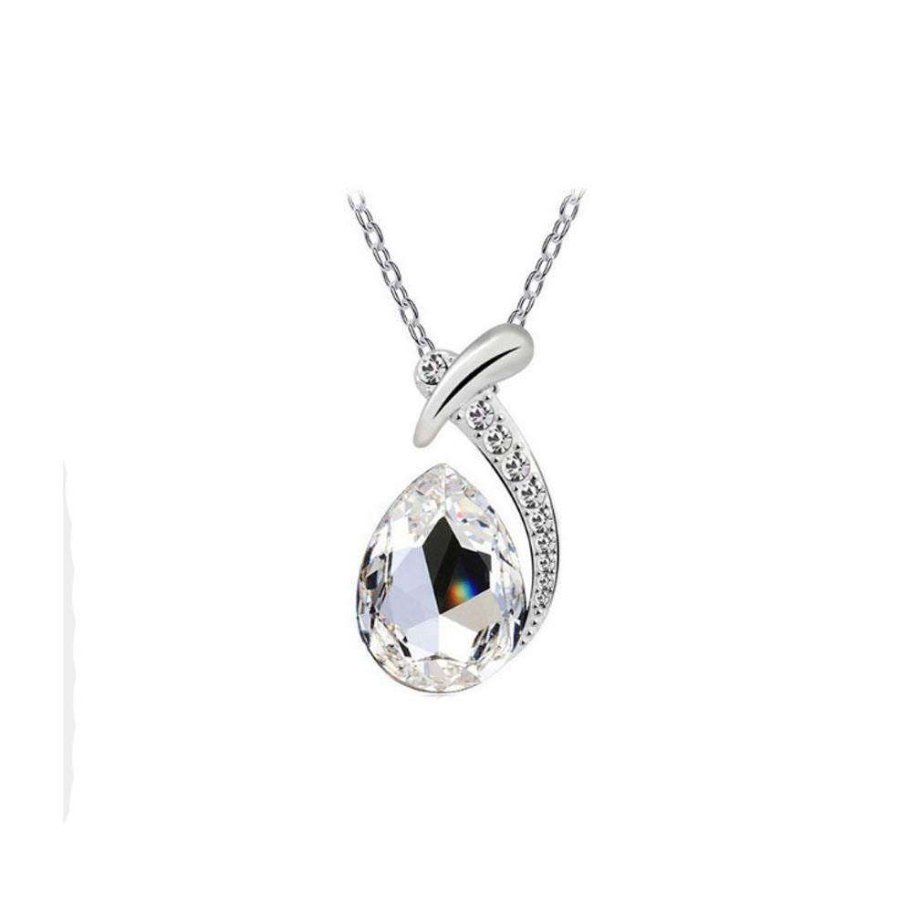 Charles William Clear Crystal Diamante Pendant Necklace Teardrop Stone