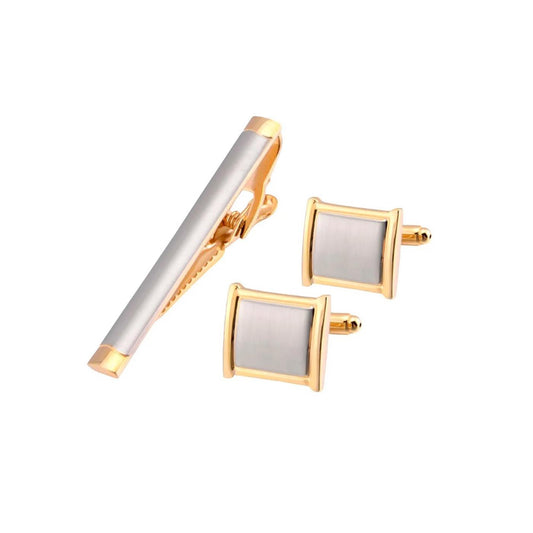 Stunning Silver and Gold Cufflinks and Tie Clip Set from Charles William