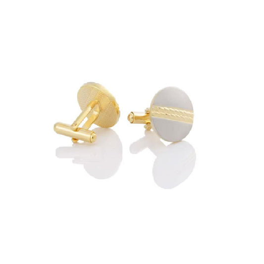 Gold and Silver Cufflinks with Ridged Elegant Design