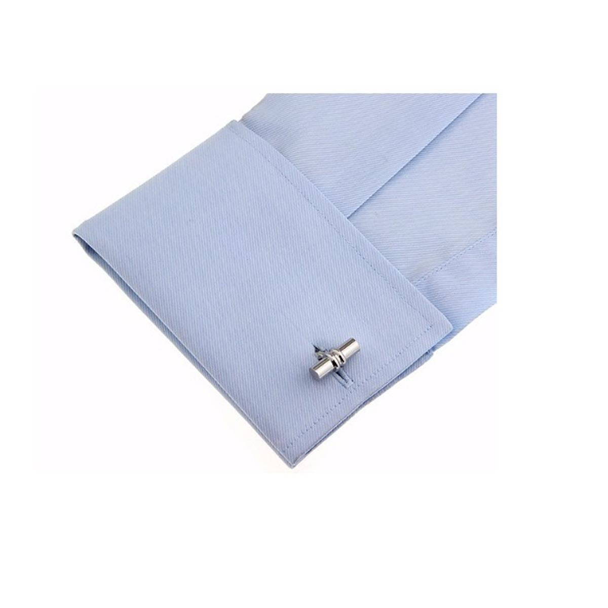 Charles William Elegant Silver Round Barrel Cufflinks Shirt Quick UK Dispatch