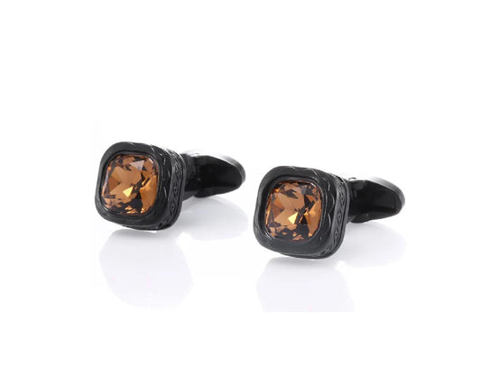 Charles William Gold Cufflinks Stunning Square Black Design Elegant Gift