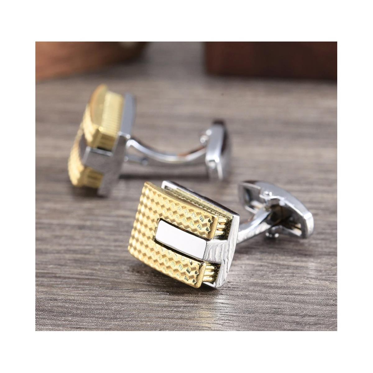 Charles William Silver Gold Cufflinks Stunning Design Rectangular Luxury Style