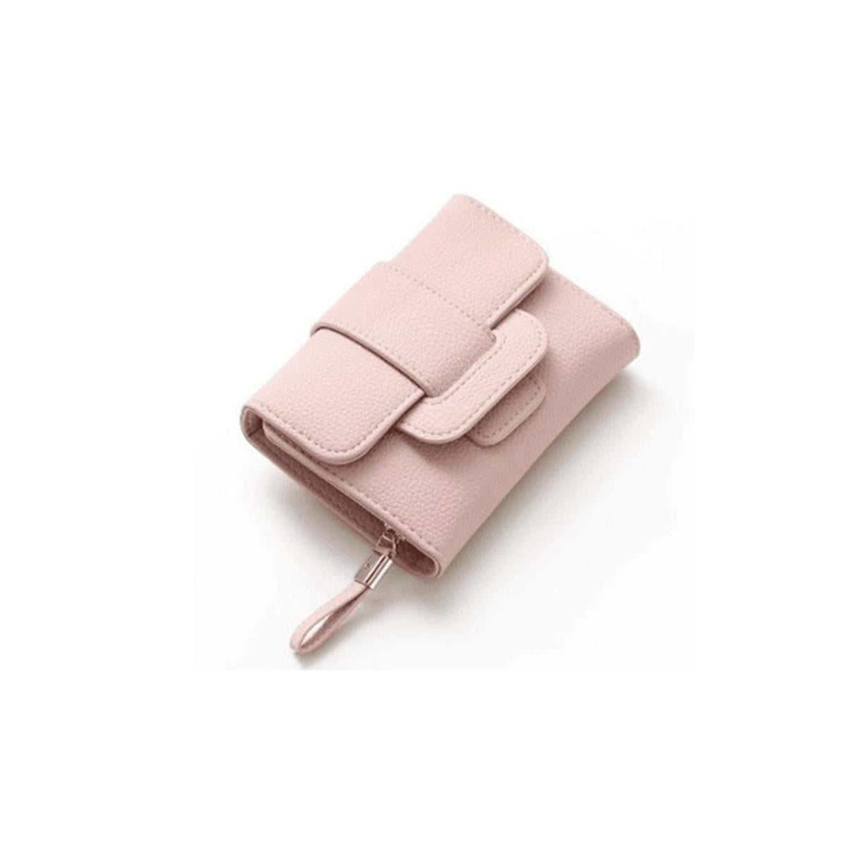 Pink Leather Purse Ladies Designer TriFold Design with Zipped Coin Pouch