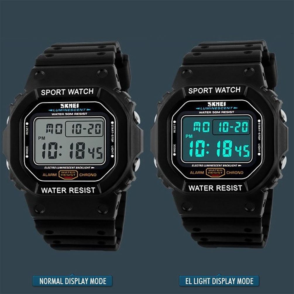 Large Display Digital Watch Resin Strap Stopwatch Alarm DG1134