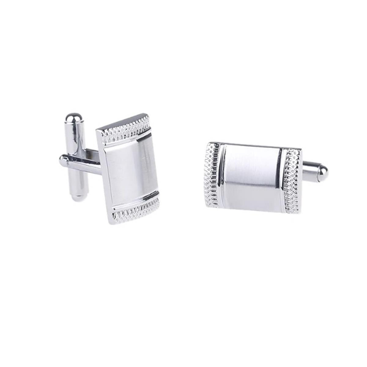 Silver Tie Clip Cufflink Set Stunning Design Smart Formal Cufflinks