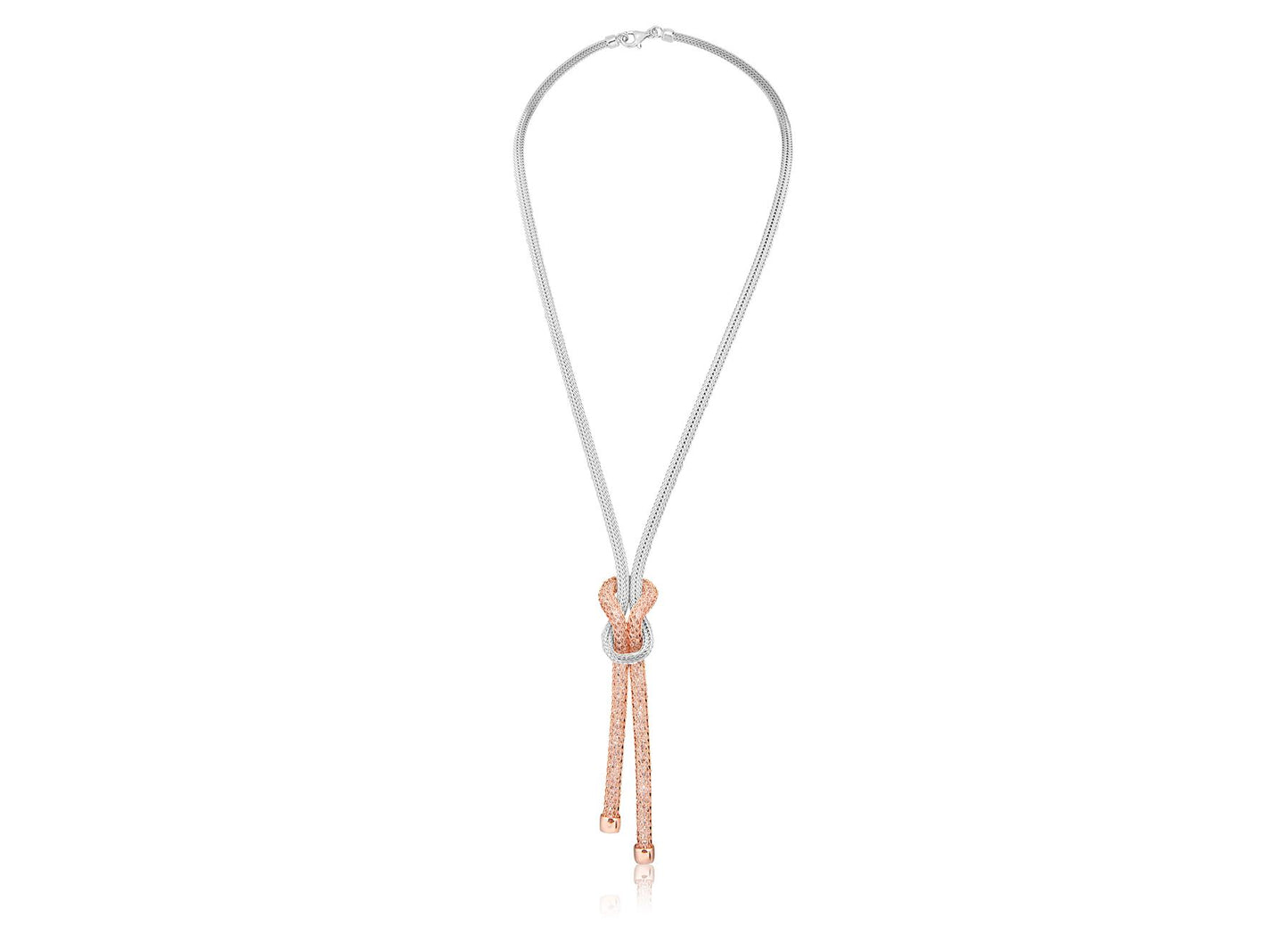 Charles William Rose Gold and Silver Intertwined Love Necklace Italian Designed Jewellery